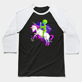 Alien Riding A Unicorn For True Believer Baseball T-Shirt